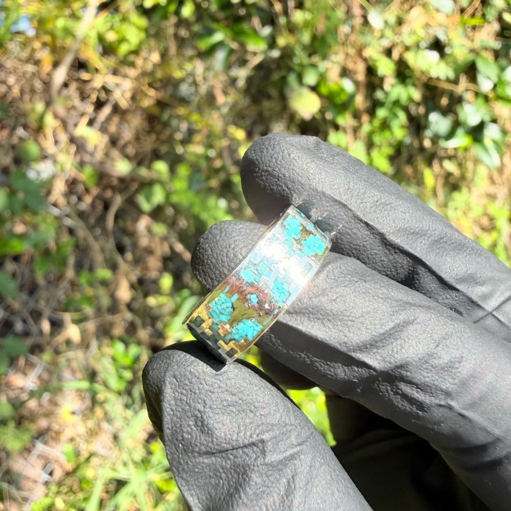 Sterling Ring with Blue Turquoise Accents